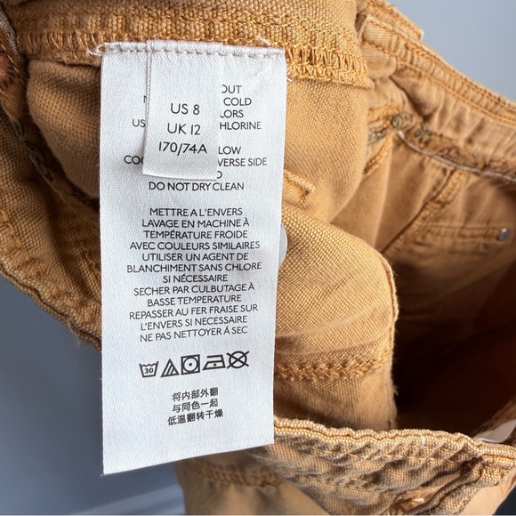 Anthropologie Brendan Utility Pants 8 Mustard Cargo Barrel Ankle High Rise Pants - Picture 10 of 16